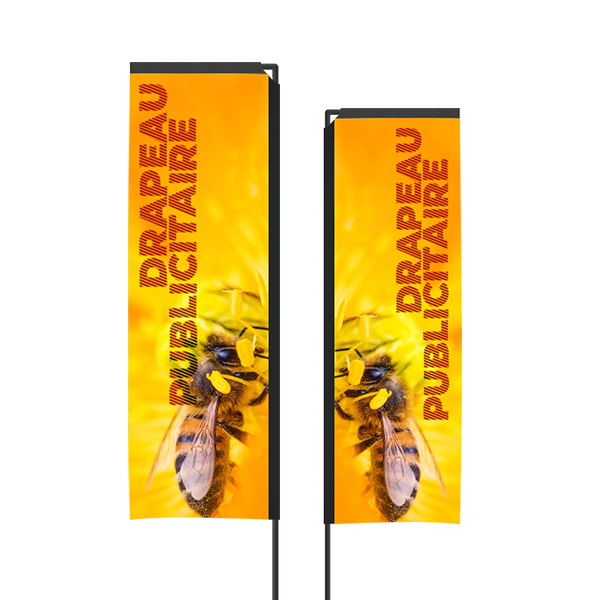 Drapeau publicitaire 2.89m rectangle impression recto verso