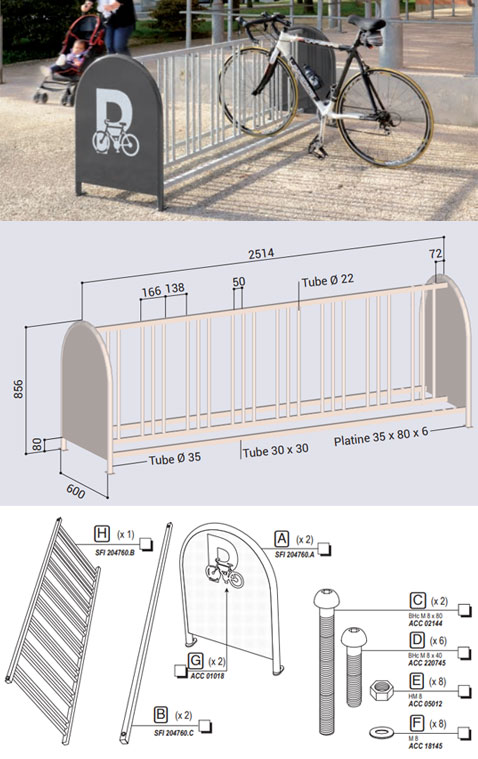 Range vélos 16 places en acier galvanisé