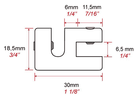 Plan fixation tige 6 mm pour panneau jusqu'à 6 mm