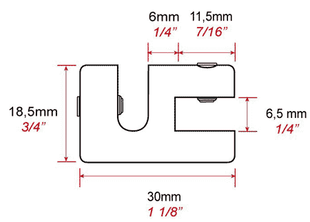 Plan fixation tige 6 mm pour panneau jusqu' 6 mm