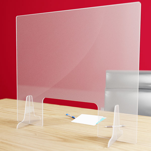 Hygiaphone protection plexiglas 3 mm pour bureau avec passe document, format 60 X 60 cm PROMO