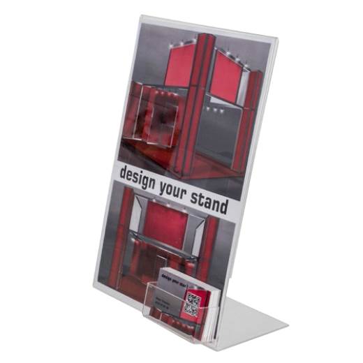 Porte menu plexi A4 avec emplacement cartes de visite 