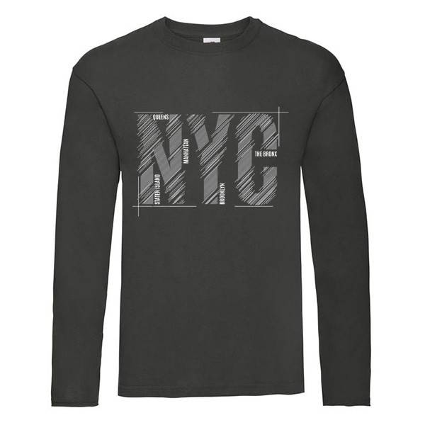 T-shirt homme personnalisé manches longues, 100% coton 145grs , motif NYC design