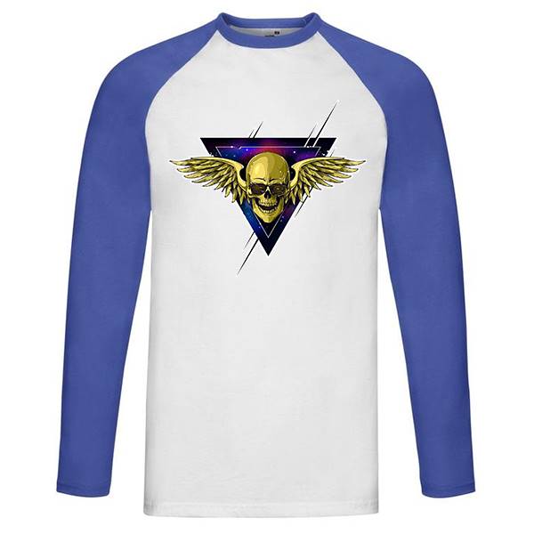 T-shirt homme personnalisé baseball manches longues, 100% coton 165 grs , motif skull angel