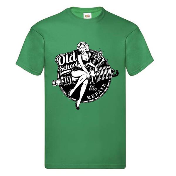 T-shirt homme personnalisé manches courtes , 100% coton 145grs , motif pin up old school