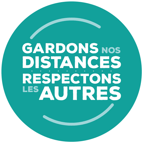 Gardons nos distances vert rond à coller au sol