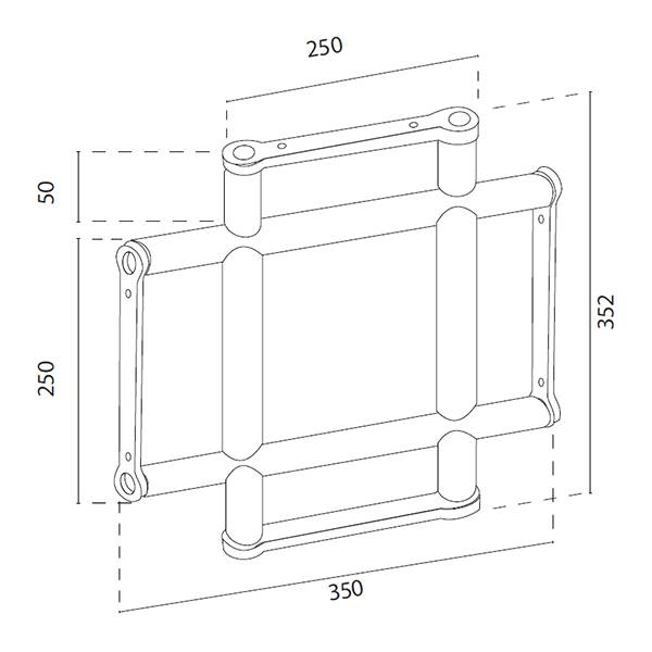 Connecteur plat 4 traverses,  structure truss 2 tubes pour stand expo 