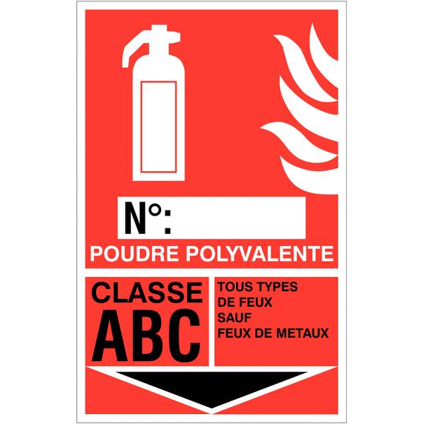 Panneau de securite incendie extincteur poudre, prix degressif