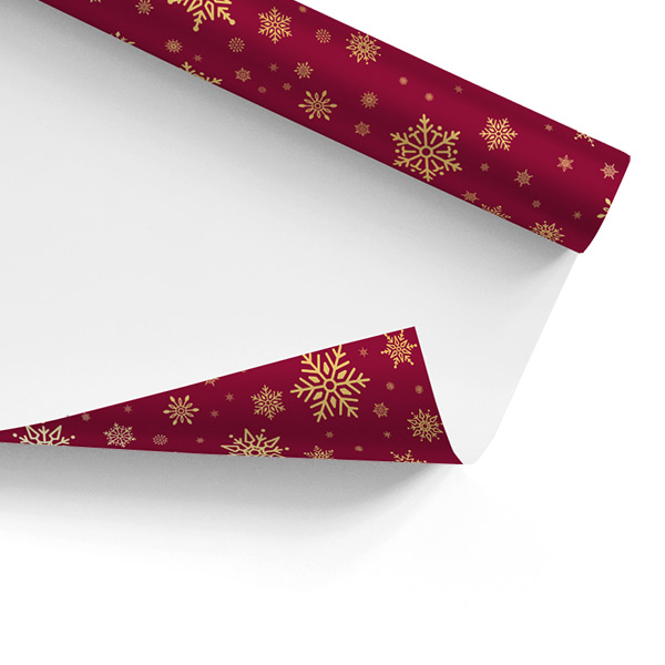 Papier cadeau Noël flocon rouge 100 x 140 cm, à partir de 100 feuilles