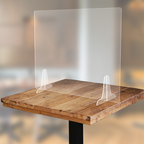 Séparateur plexi à poser pour table de restaurant, epaisseur 4 mm, format L600 x H650