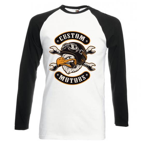 T-shirt homme personnalisé baseball manches longues, 100% coton 165 grs , motif custom motor