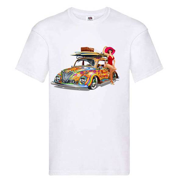 T-shirt homme personnalisé manches courtes , 100% coton 145grs , motif humour vintage coccinelle 