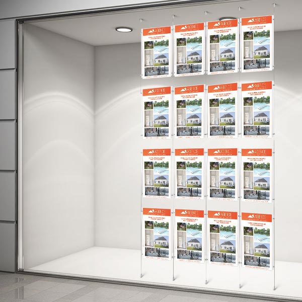 Colonne affichage vitrine 16xA4 pour agence immobiliere