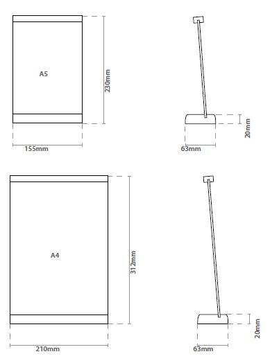 Dimensions menu de table ardoise