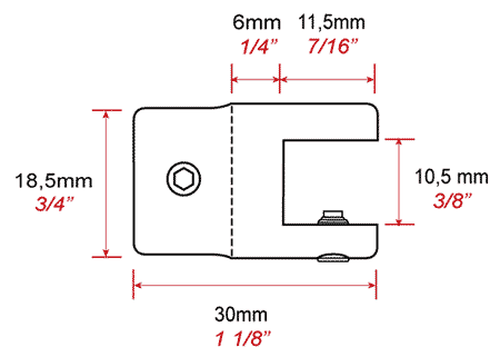 Pince de fixation en aluminium pour suspensions étagre sur tiges inox