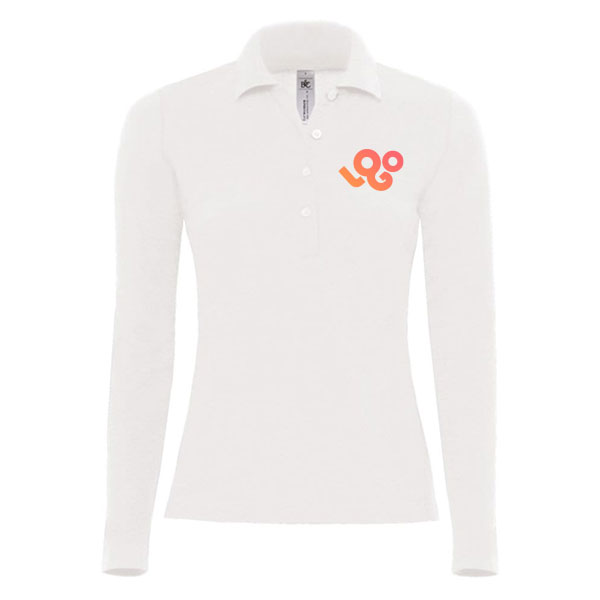 Impression polo femme personnalisé, manches longues, 180g/m², 100% coton