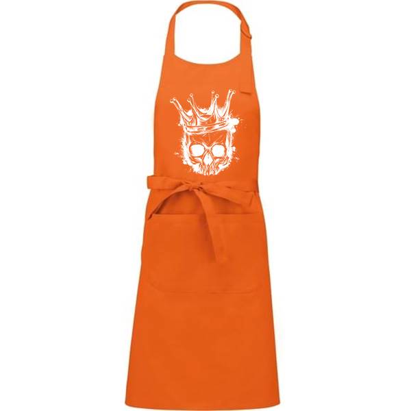 Tablier de cuisine personnalisé 100% coton , taille réglable et poches avant, motif royal skull