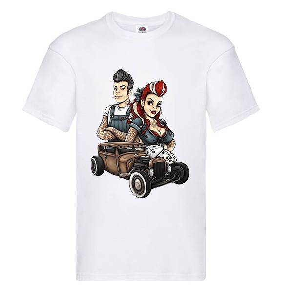 T-shirt homme personnalisé manches courtes , 100% coton 145grs , motif hot rod