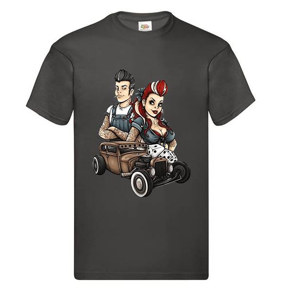 T-shirt homme personnalisé manches courtes , 100% coton 145grs , motif hot rod