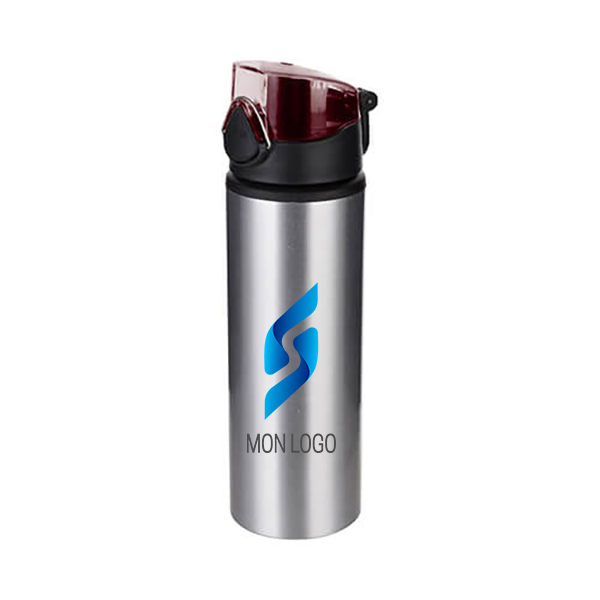 Gourde personnalisée en aluminium avec bouchon rouge 750  ml