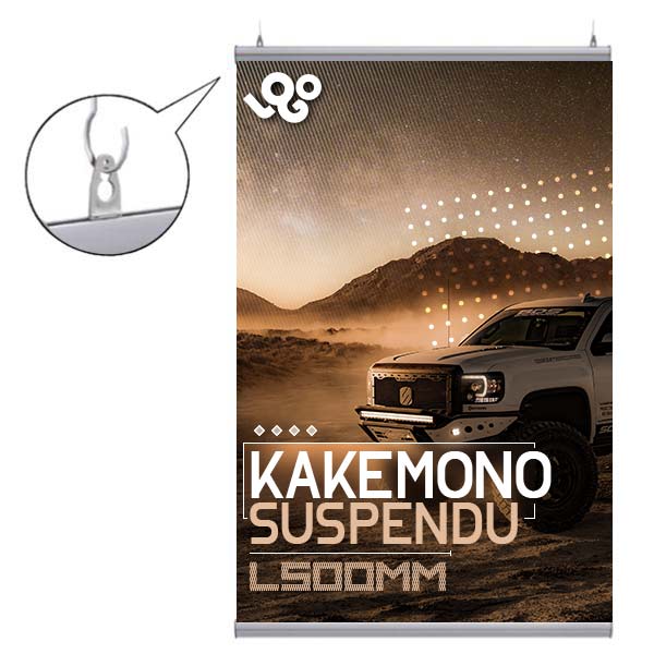 Kakemono suspendu  largeur 500 mm avec impression sur decolit M1 recto verso