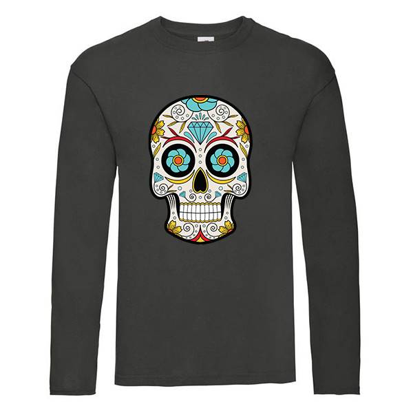 T-shirt homme personnalisé manches longues, 100% coton 145grs , motif calavera 