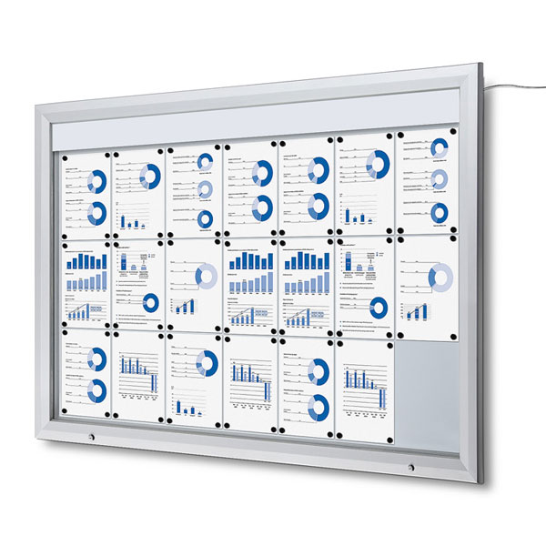 Vitrine d'affichage extérieur lumineuse avec fond magnétique inscriptible