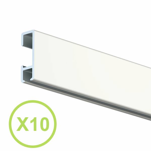 Cimaise rail aluminium blanc Click-rail, longueur 2 m, lot de 10