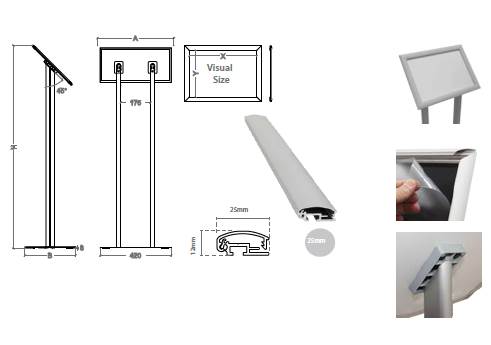 Dimensions porte menu sur pied