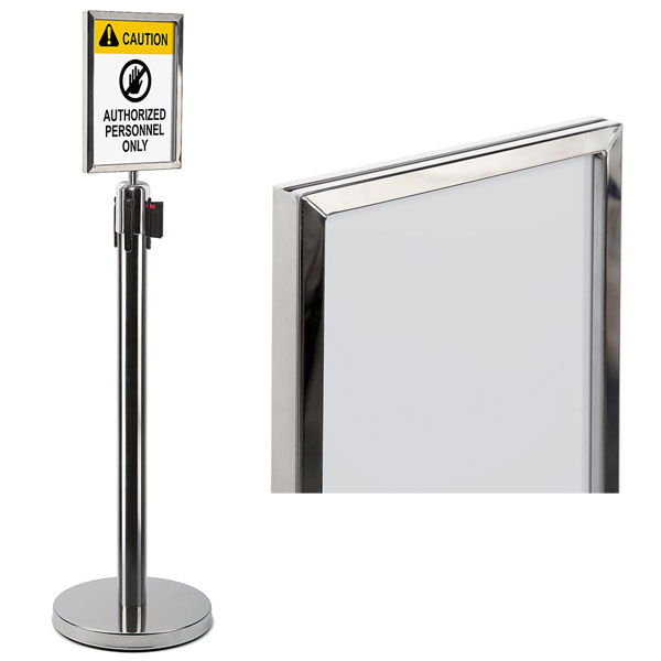 Support porte affiche a4 vertical pour poteau de guidage