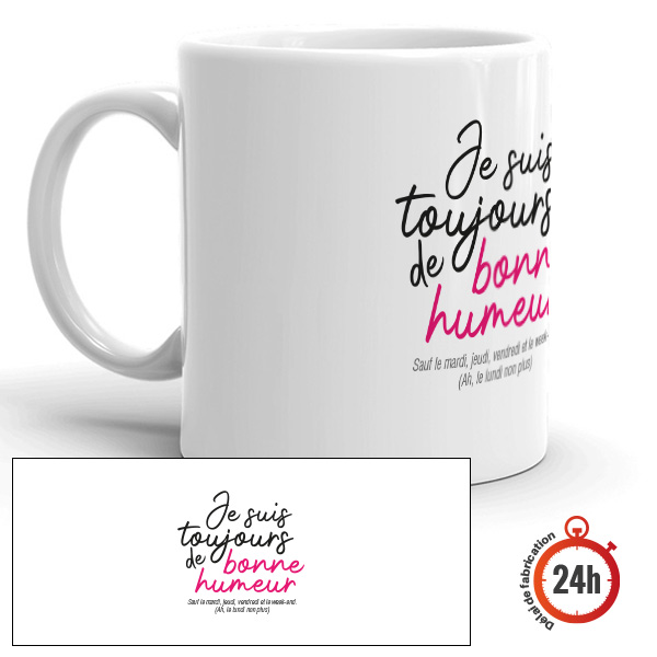 Mug personnalisé drôle de bonne humeur (presque)